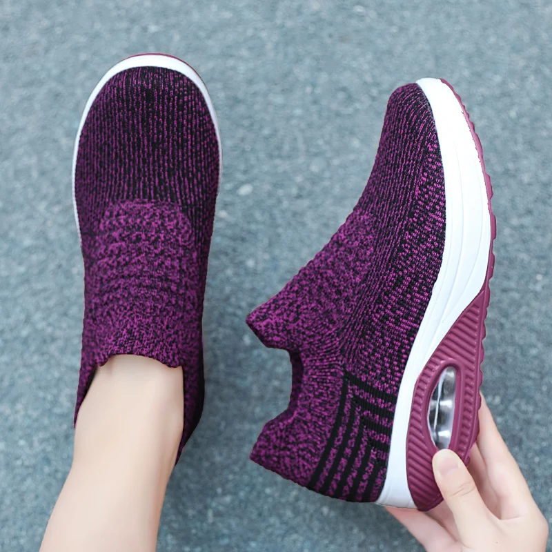 Cushioning Rubber Platform women Casual Walking sneakers Slip-On Breathable Sport Shoes Femme Running Jogging Zapatillas Mujer