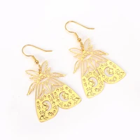 gold moth earrings brass earrings cute moon butterfly insect earrings harajuku accessories hypoallergenic jewelry