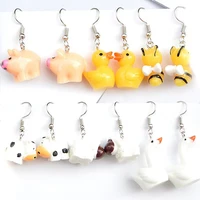 earrings for women cartoon cute candy colorful animal family panda duck pig goose sheep bee drop earrings jewelry funny gifts
