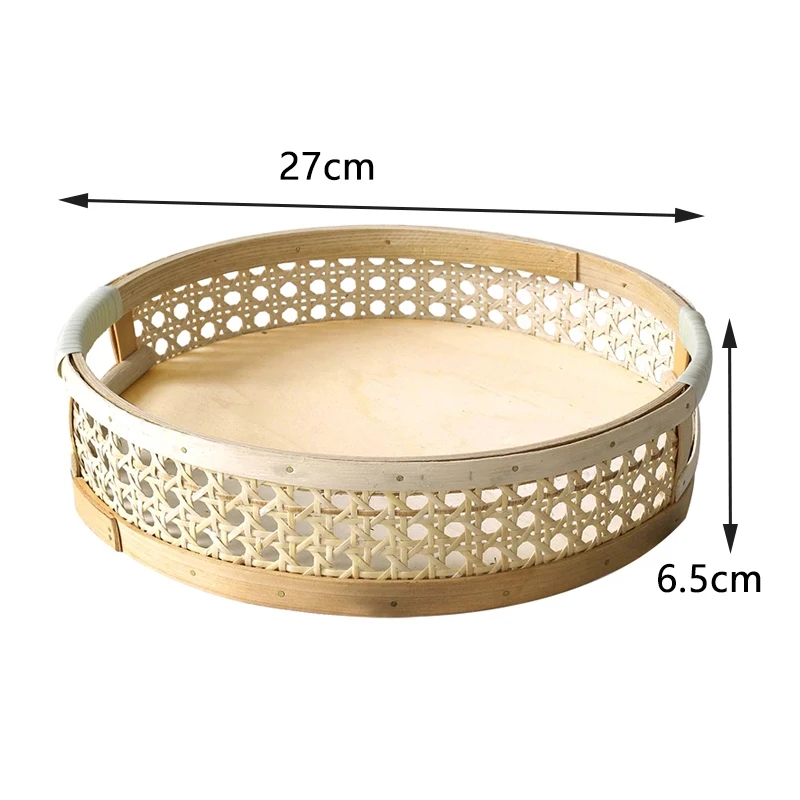 Акция! Ротанговый сервировочный поднос круглая десертная тарелка для пикника