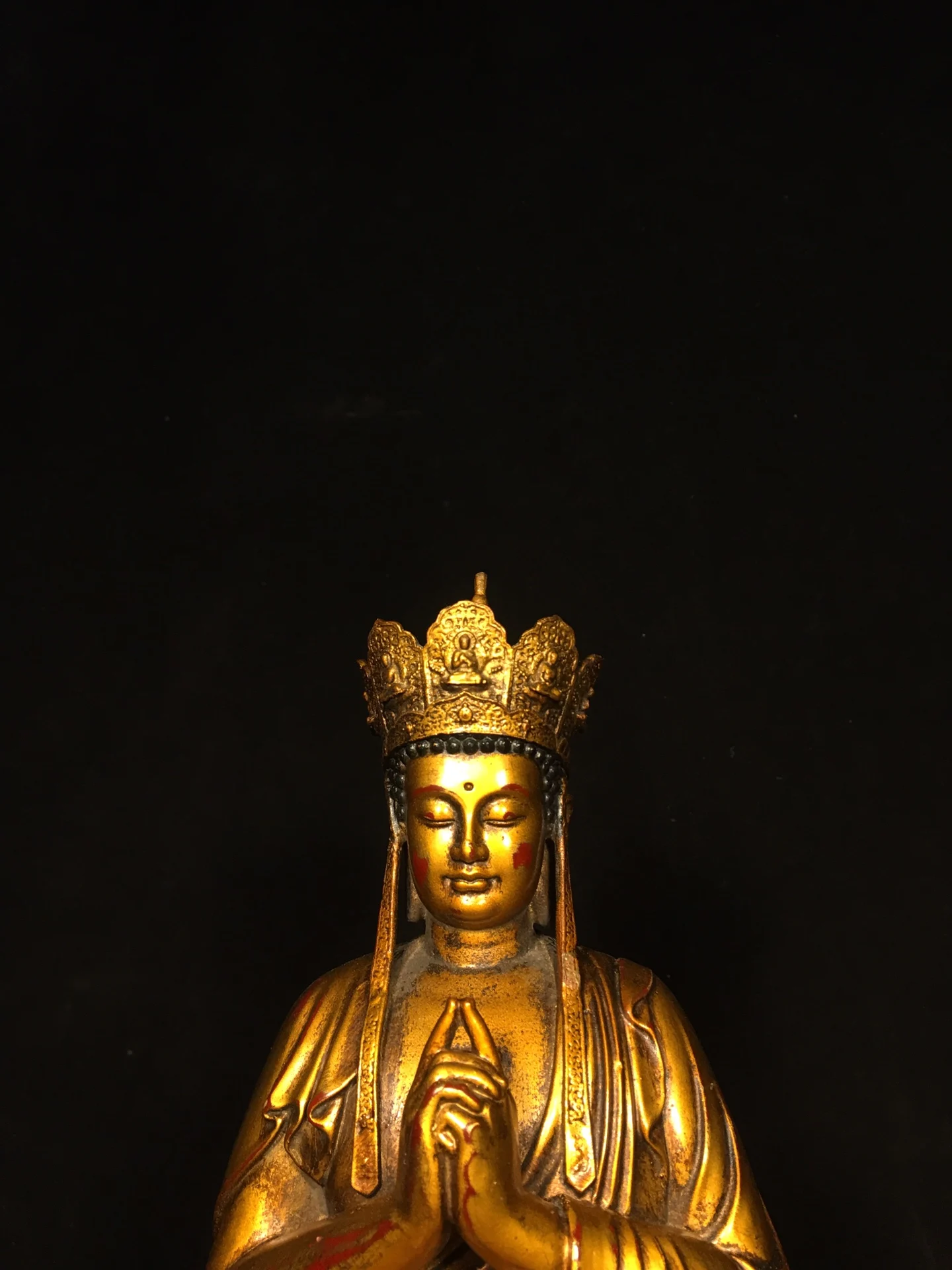 13-дюймовая коллекция тибетского храма старая бронза позолоченная пародирвана