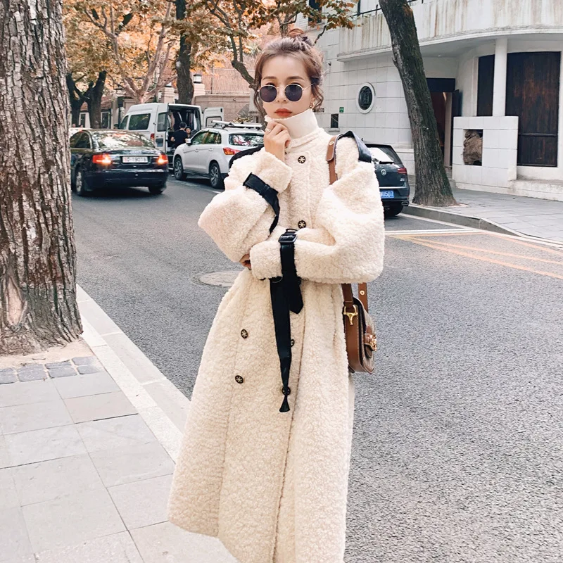 Женское пальто зимняя куртка из овечьей шерсти длинная хлопковая свободная