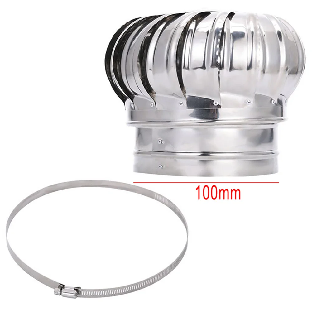 

1x Fan Flue Top Cover Rotatable Cover 304 Stainless Steel Exhaust Ventilation Balloon Hood No Power Rainproof Ventilation Fan