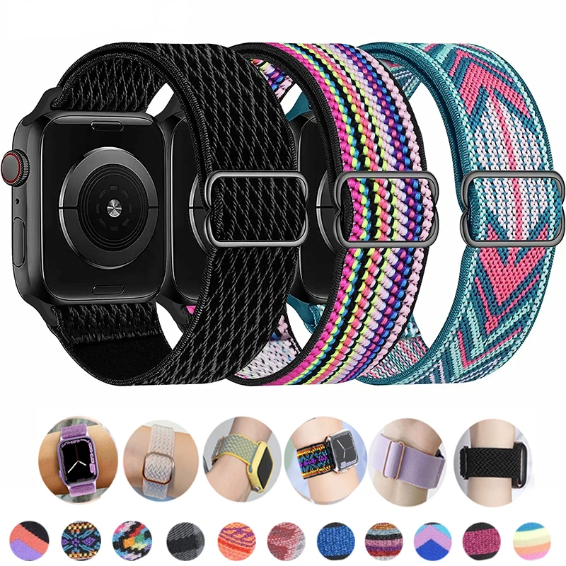 

Strap for Apple watch band 40mm 44mm 41mm 45mm 38mm 42mm 49mm Elastic Nylon bracelet iWatch series 7 se 6 5 3 Ultra 8