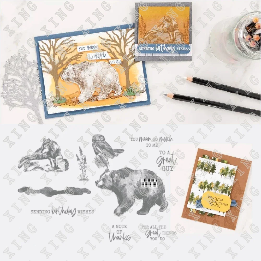 

Wildlife Metal Cutting Dies and Stamps Clear Photopolymer Scrapbooking Embossed Template Handmade Gift Card Decor Stencil Molds