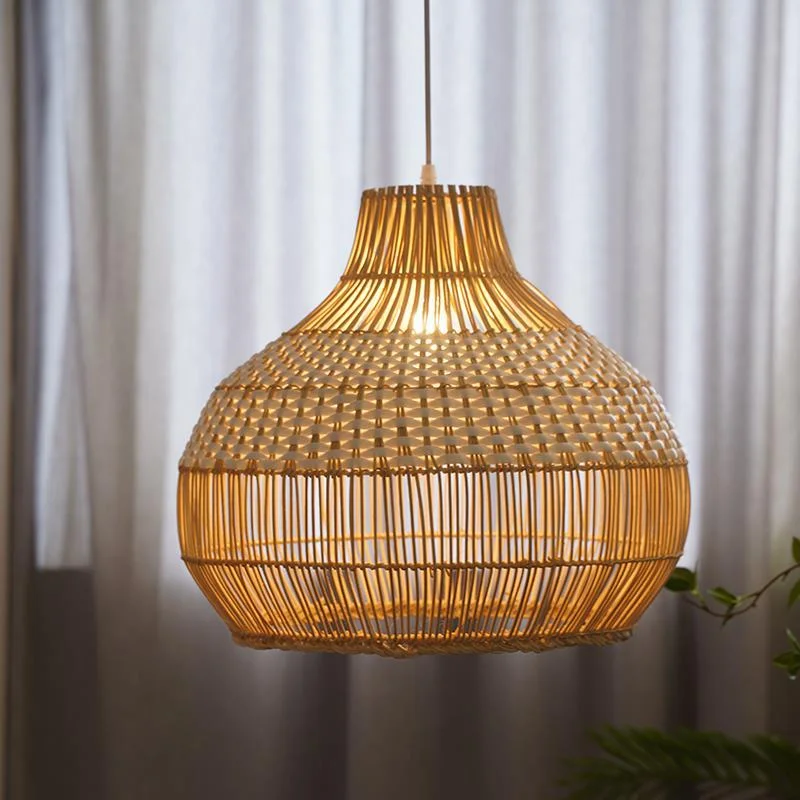 

Chinese Rattan Pendant Lights Hand-woven Rattan Led Hanging Lamps for Restaurant Living Room Bedroom E27 Lamp Home Decoration