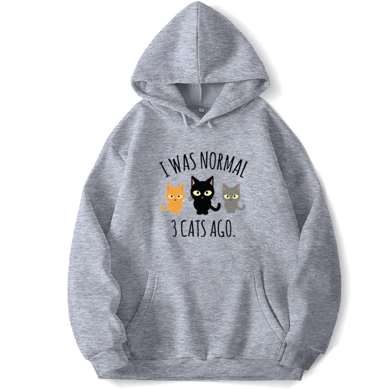 I Was Normal  Cats Ago Cat Kawaii Cute Lovely Hoodies Men Hooded Sweatshirts Trapstar Pocket Spring Autumn Pullover Jumpers