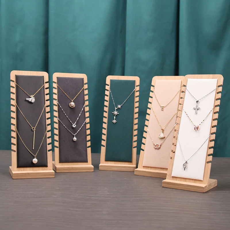 Innovative Bamboo and Wood Fashion Jewelry Necklace Display Rack Solid Wood Pendant Rack Jewelry Display Props Are Optional