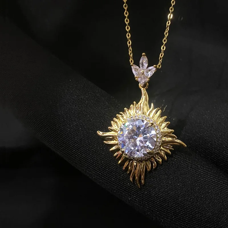 

14K Gold White Stone Chain Pendant Necklace Jewelry Shiny AAA Diamond Hip Hop Personality Fashion Pendant Zircon for Party Gift