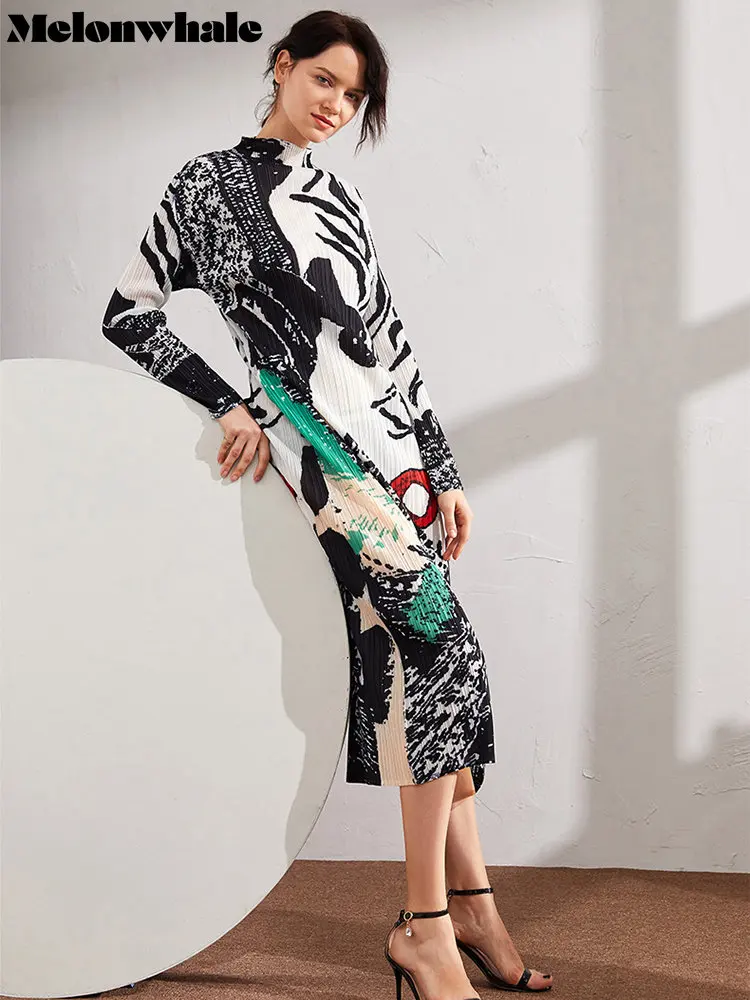 

Платье женское Плиссированное с длинным рукавом, батальных размеров, весна 2023