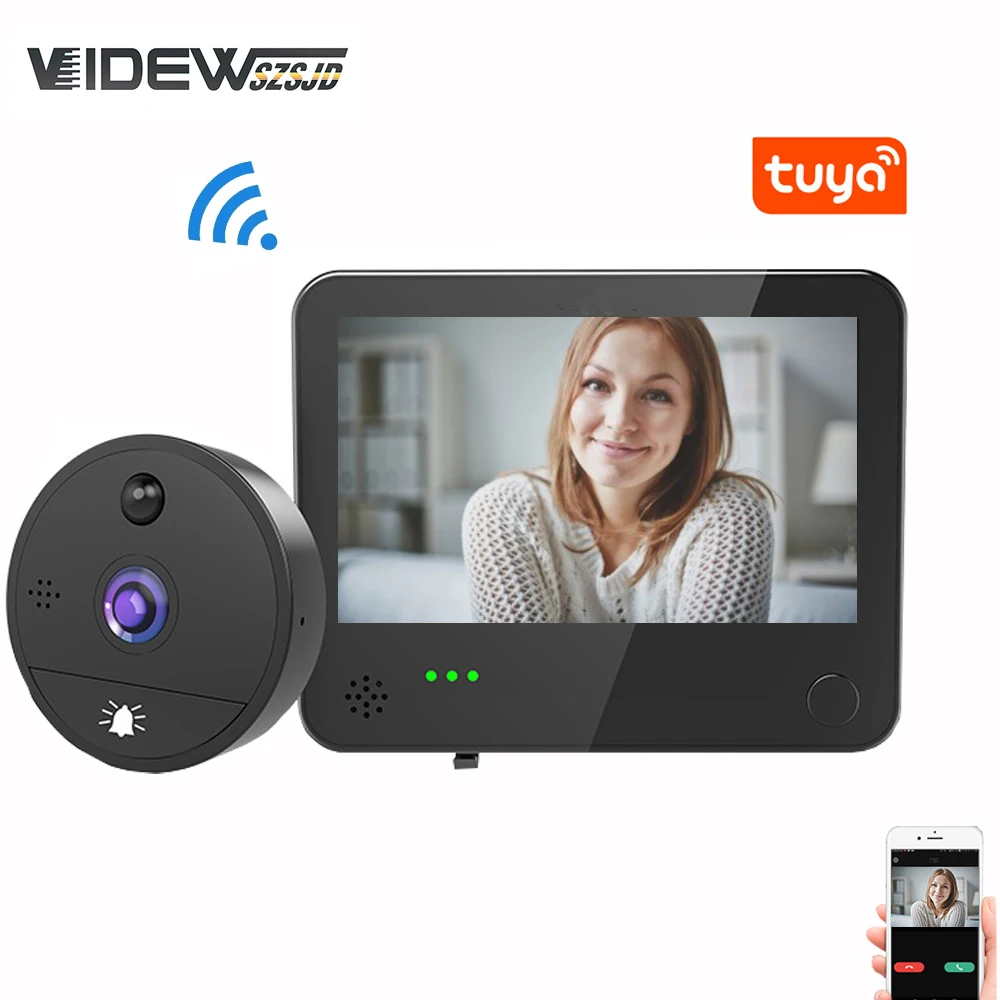 Peephole Camera, 1080P WiFi Video Doorbell Camera with Motion Detection, Night Vision, 2-Way Audio, Cloud Storage, Use for Home