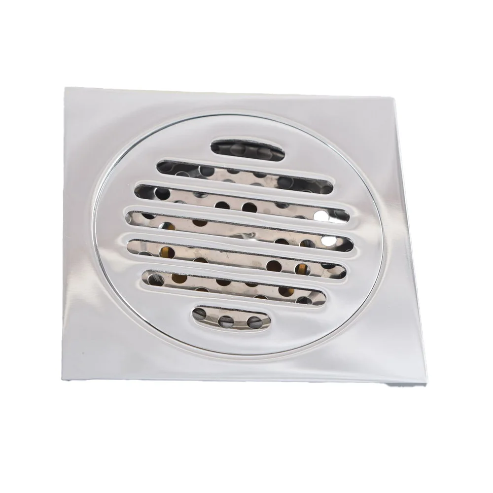 Полированная хромированная латунь квадратный слив для ванной комнаты решетка