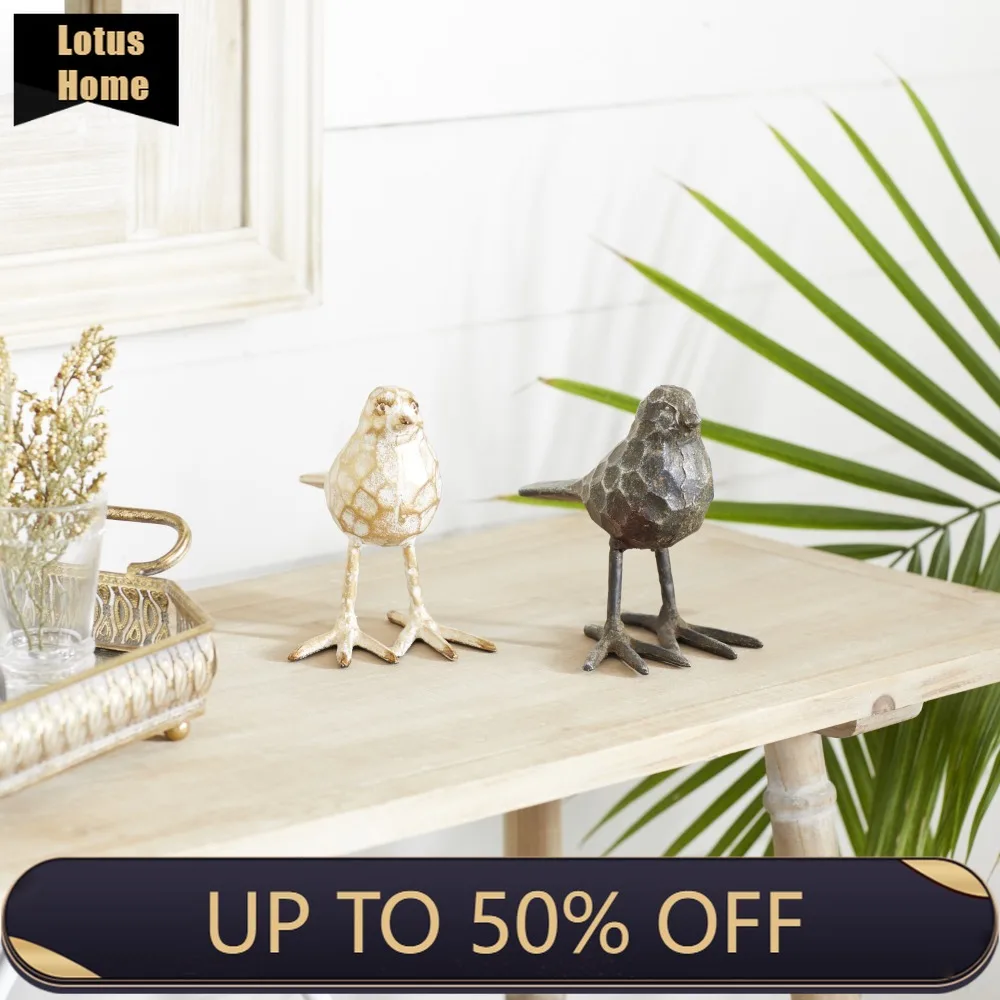 

5"W, 6"H Gold Metal Bird Sculpture (2 Count) Home Decoration Accessories Free Shipping