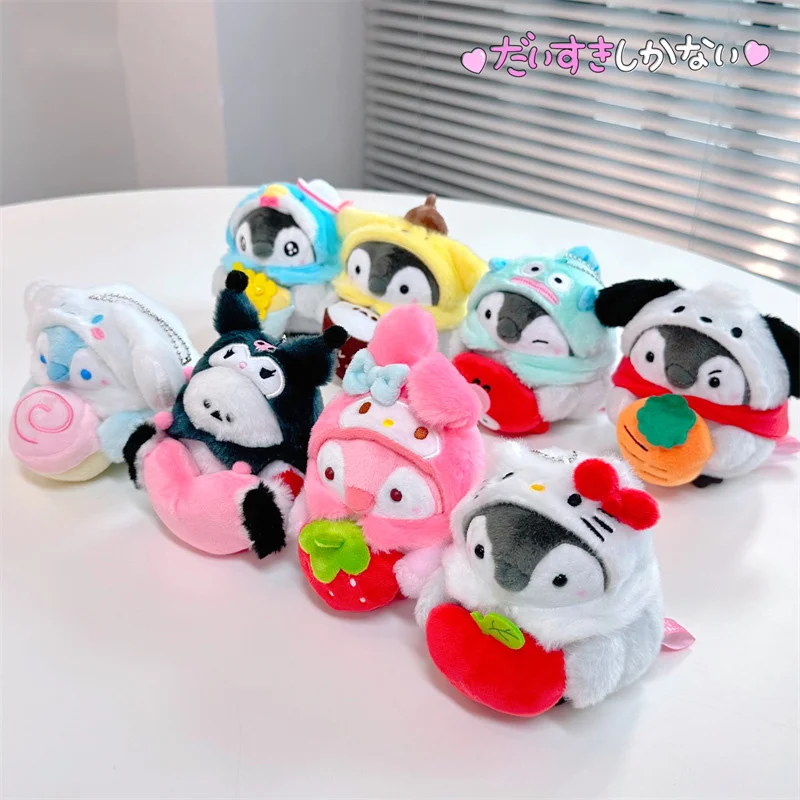 

New Cute Penguin Cross-dressing Kuromi Melody Plush Doll Pendant Dolls Beautiful Room Car Bag Pendant Christmas Gifts Keychain