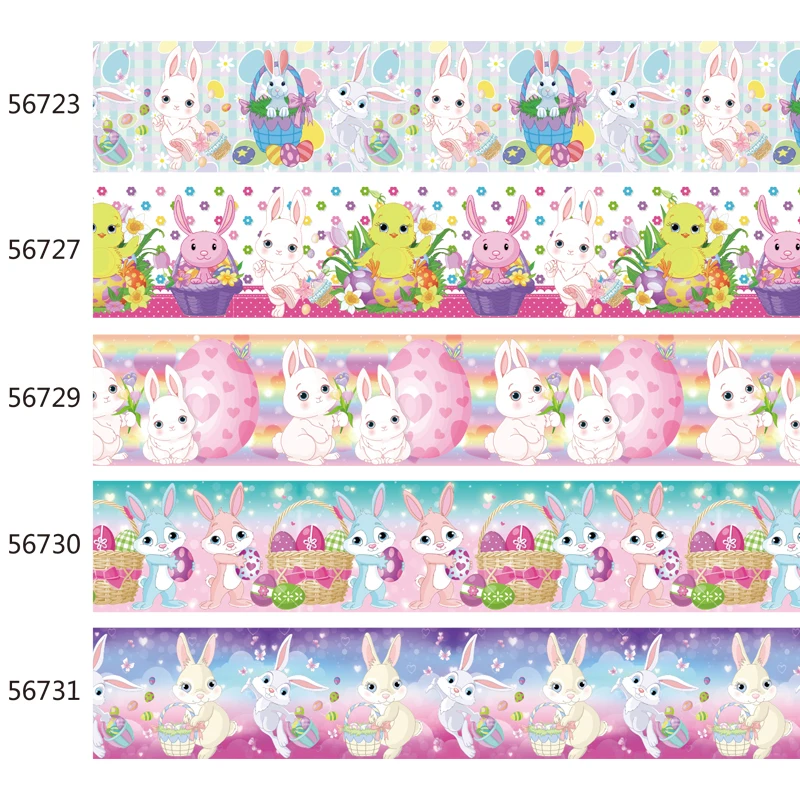 

50Y Easter Ribbon Printed for Holiday Cartoon Grosgrain Ribbon Hairbow Craft Supplies Accessories
