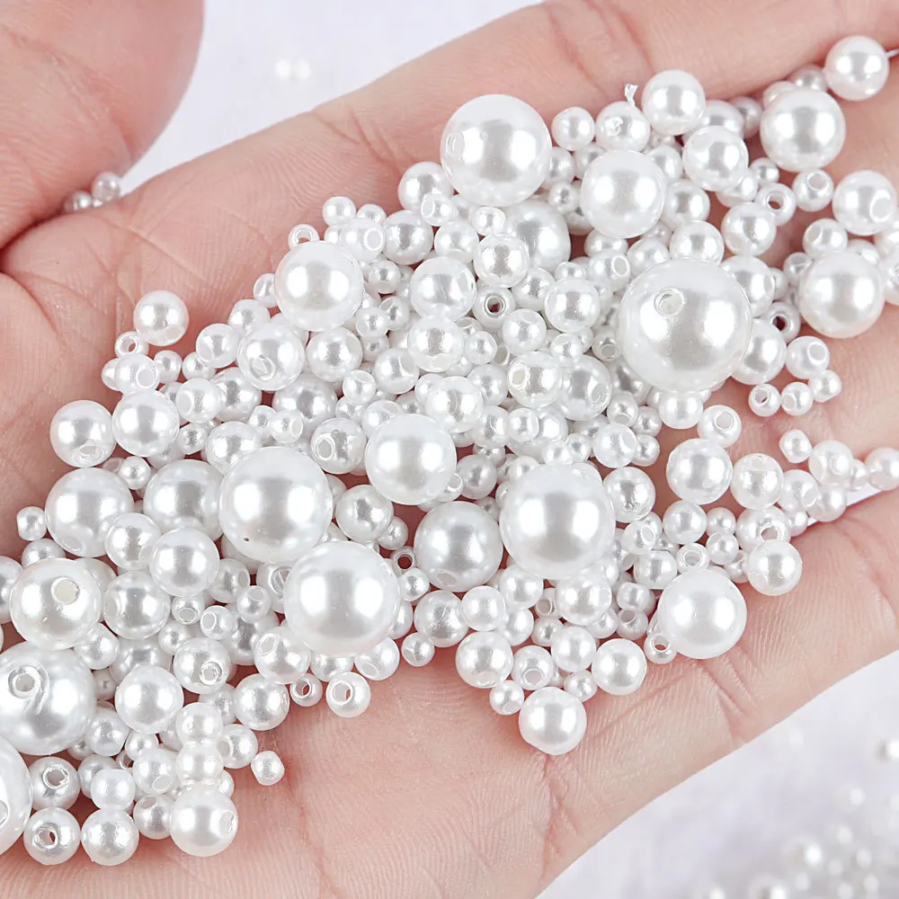 

3-10MM Round Plastic Acrylic Spacer Bead With Hole Loose Pearl Beads For DIY Bracelet Jewelry Making E0820