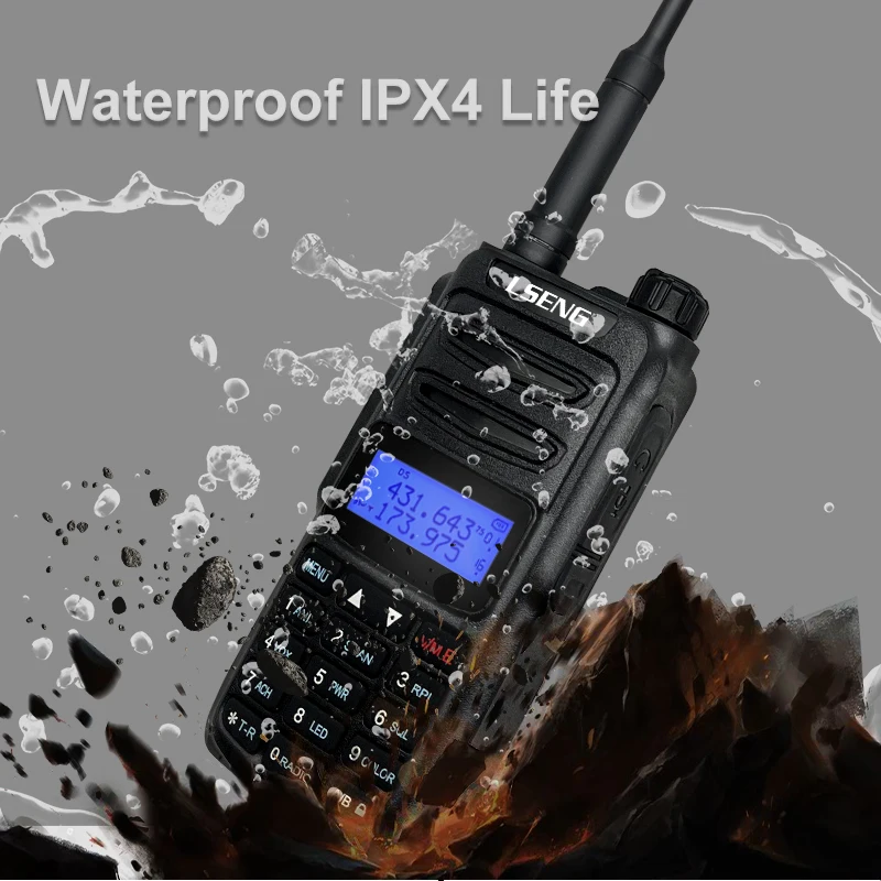 LSENG T-UV3D Walkie Talkie UHF VHF Dual Band 136-174MHz 400-480MHz 5 Watts Handheld Transceiver Two Way Radio with FM Radio