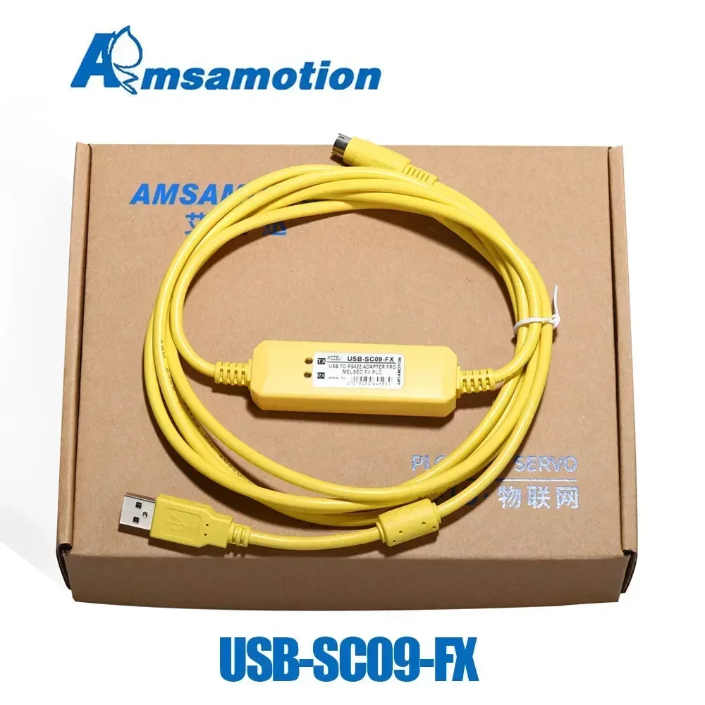 Фото Программировочный кабель AMSAMOTION USB-SC09-FX для ПЛК Mitsubishi, совместимый с FX-USB-AW FX2N/FX1N/FX0N/FX0S/FX1S/FX3U №1