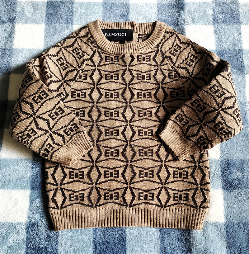 

New winter fashion Style letter kids baby clothes boy girl pullover knit round neck long sleeve sweater jacket coat And pants