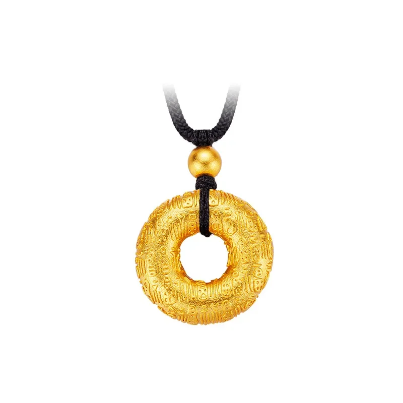 Подвеска Baifu Ping An Buckle из настоящего золота 9999 желтое золото 24 карата