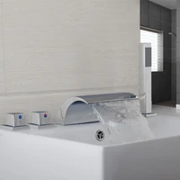 yanksmart bathtub faucet waterfall 5 pieces 3 lever chrome deck mounted shower bathroom brass bath faucet mixers water tap set