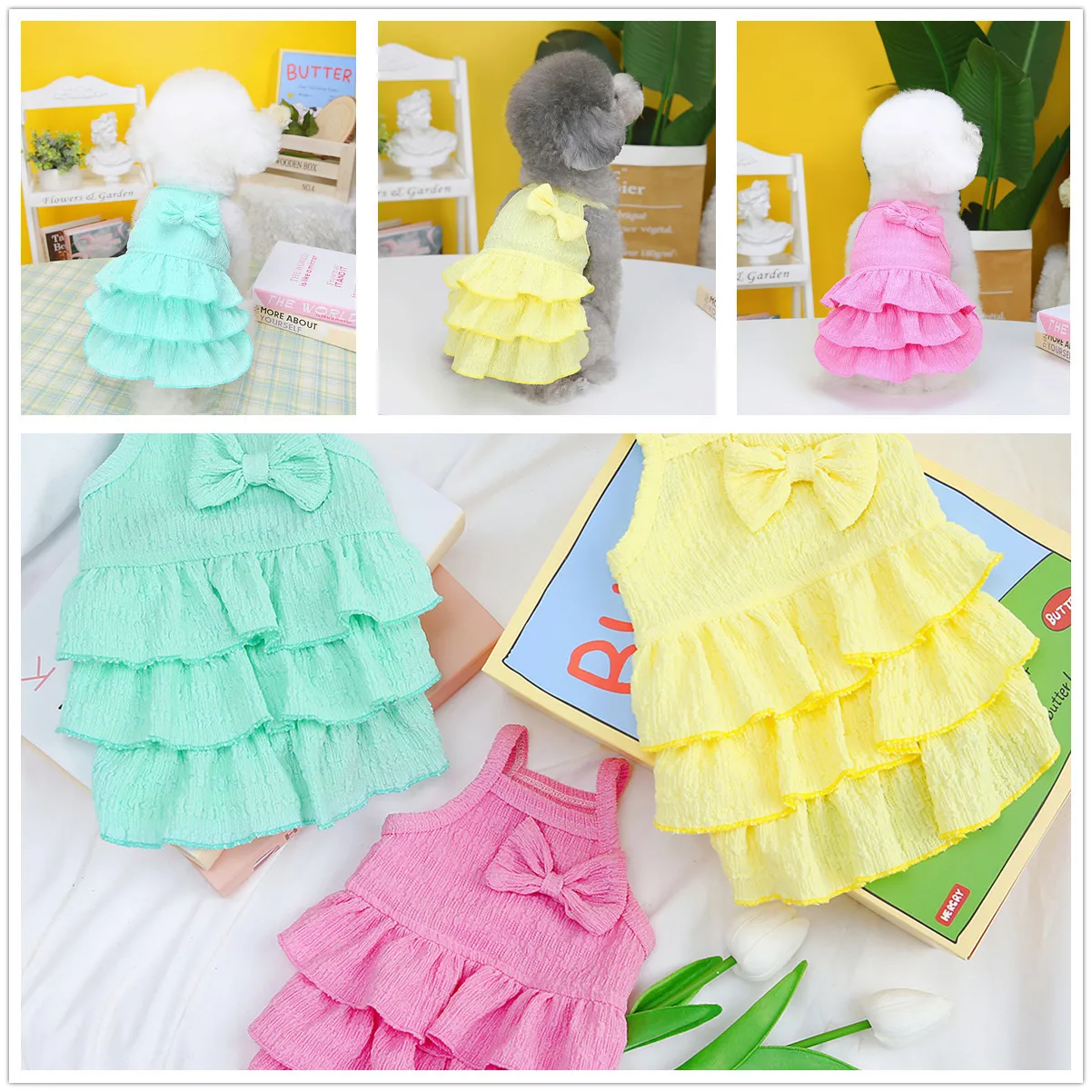 

2023 Spring and Summer Dog New Dog Skirt Pet Clothes Dog Clothing Teddy Small Dog Skirt Candy-colored Level Skirt Wholesale