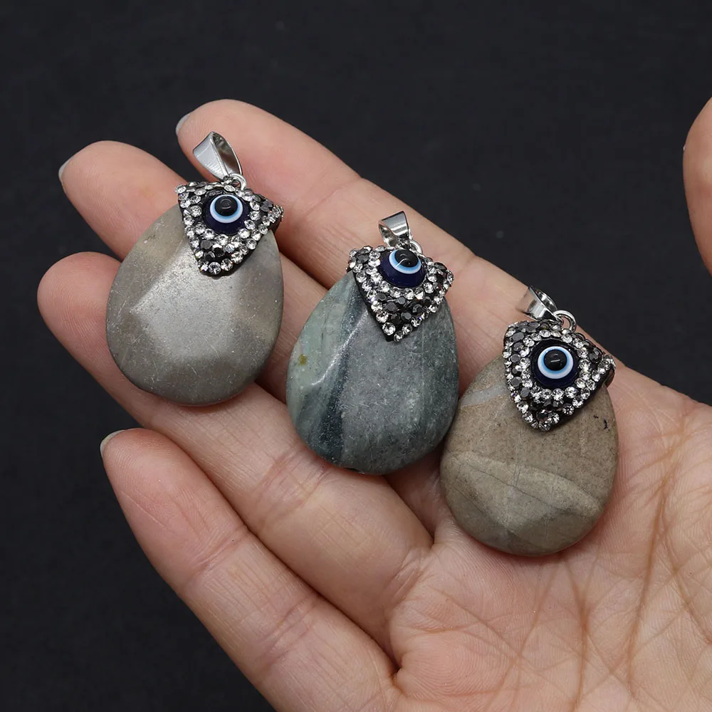 Нежный натуральный камень оникс яйцо кулон набор дьявольский глаз в форме сердца