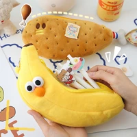 plush toy cartoon banana pen bag drumstick style pencil case package stationery student kid christmas gift birthday present 1pc