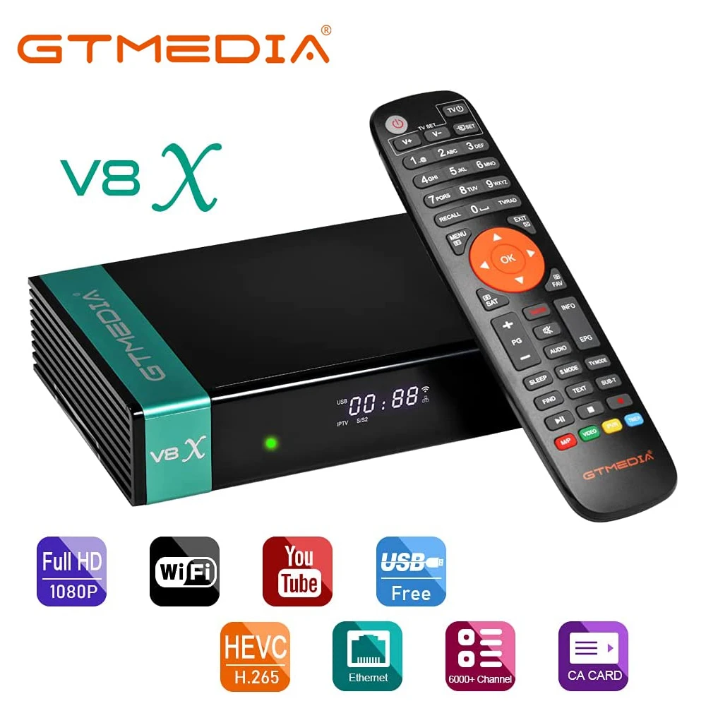 

HD Gtmedia V8x DVB-S2/S2X Satellite TV Receiver For Europe Poland Gtmedia V8 Nova Freesat Build-in Wifi H.265 Receptor Decoder