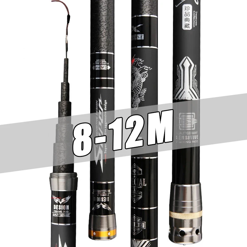 Enlarge 8M 9M 10M 11M 12M 13M High Quality Carbon Fishing Rod Telescopic Superhard Pole Ultralight Long Section Pole Fishing Rod 2022New