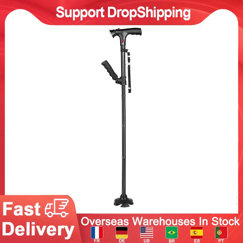 

Lightweight Safety Walking Stick Sports Portable Crutches Telescopic Folding Cane LED Trusty Walking Cane With Alarm For Elder