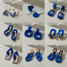 BLINLA New Korean Fashion Klein Blue Earrings For Women Arcylic Geometric Dangle Drop Earrings Brincos 2022 Trendy Jewelry Gifts