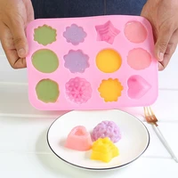 silicone pudding cake 12 with different flower shaped moon jelly chocolate cookie candy diy handmade soap aromatherapy mold