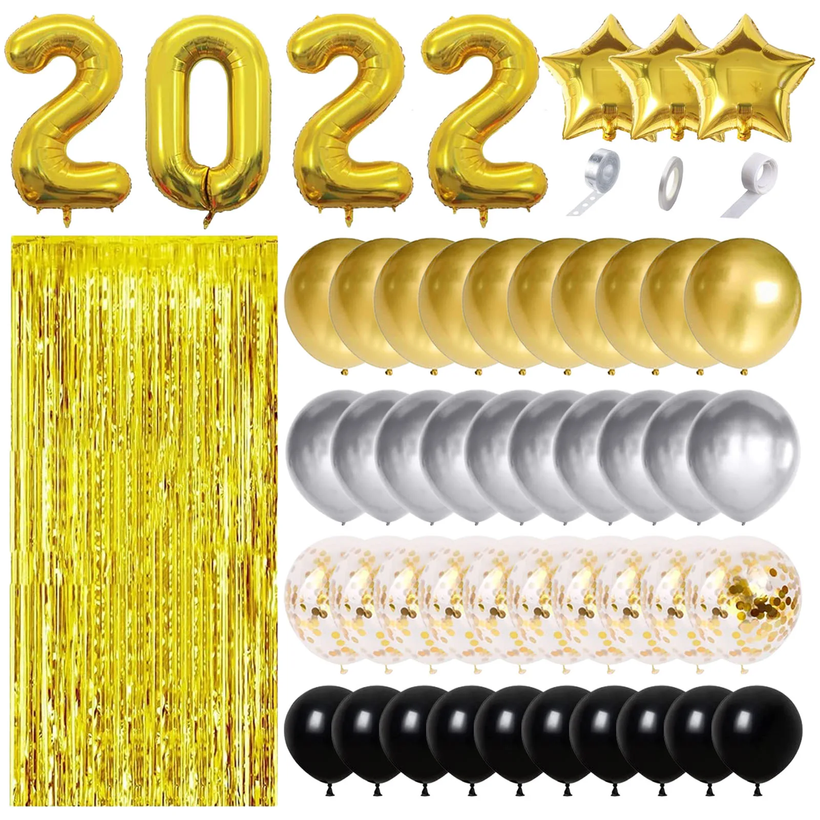 

33 упаковки золотых 2022 шаров и выпускной баннер украшения на выпускной шары и баннер идеальные поздравления градиентный декор для высоких
