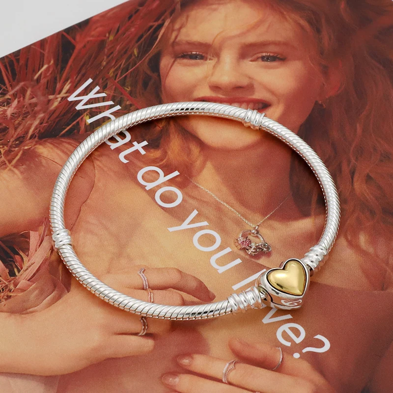 

Браслет-цепочка женский из серебра 100% пробы с застежкой-сердечком