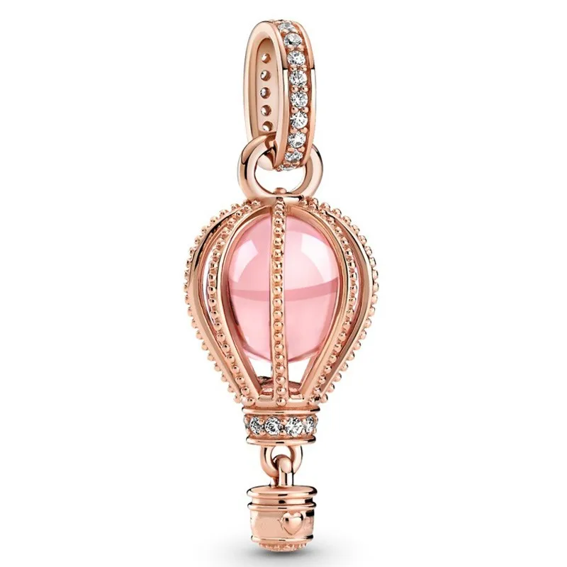 

Original Sparkling Pink Hot Air Balloon Dangle Beads Charm Fit Pandora Women 925 Sterling Silver Bracelet Bangle Diy Jewelry
