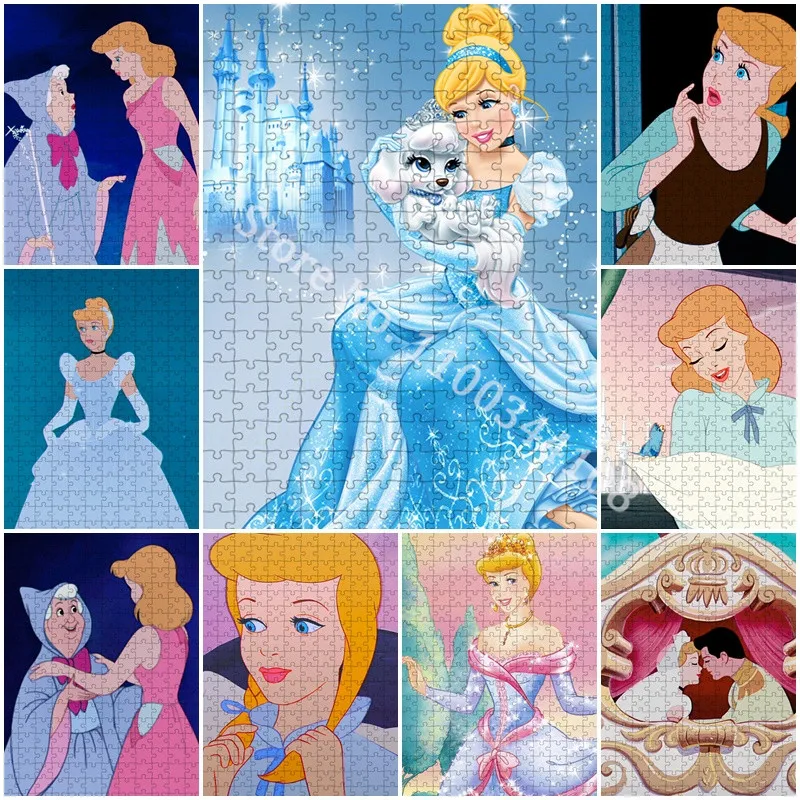 Cinderella Disney Princess Jigsaw Puzzles for Adults Kids Cartoon 300/500/1000 Pieces Puzzle Decompression Game Educational Toys
