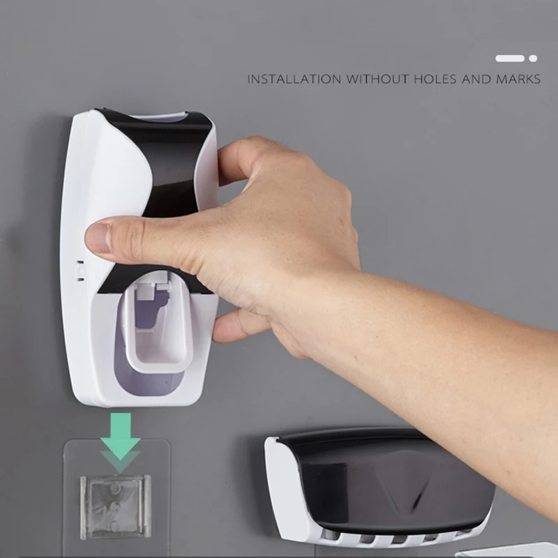 1PC Automatic Toothpaste Dispenser Toothbrush Holder Dustproof and Sticky Suction Wall-mounted Bathroom Squeezer |
