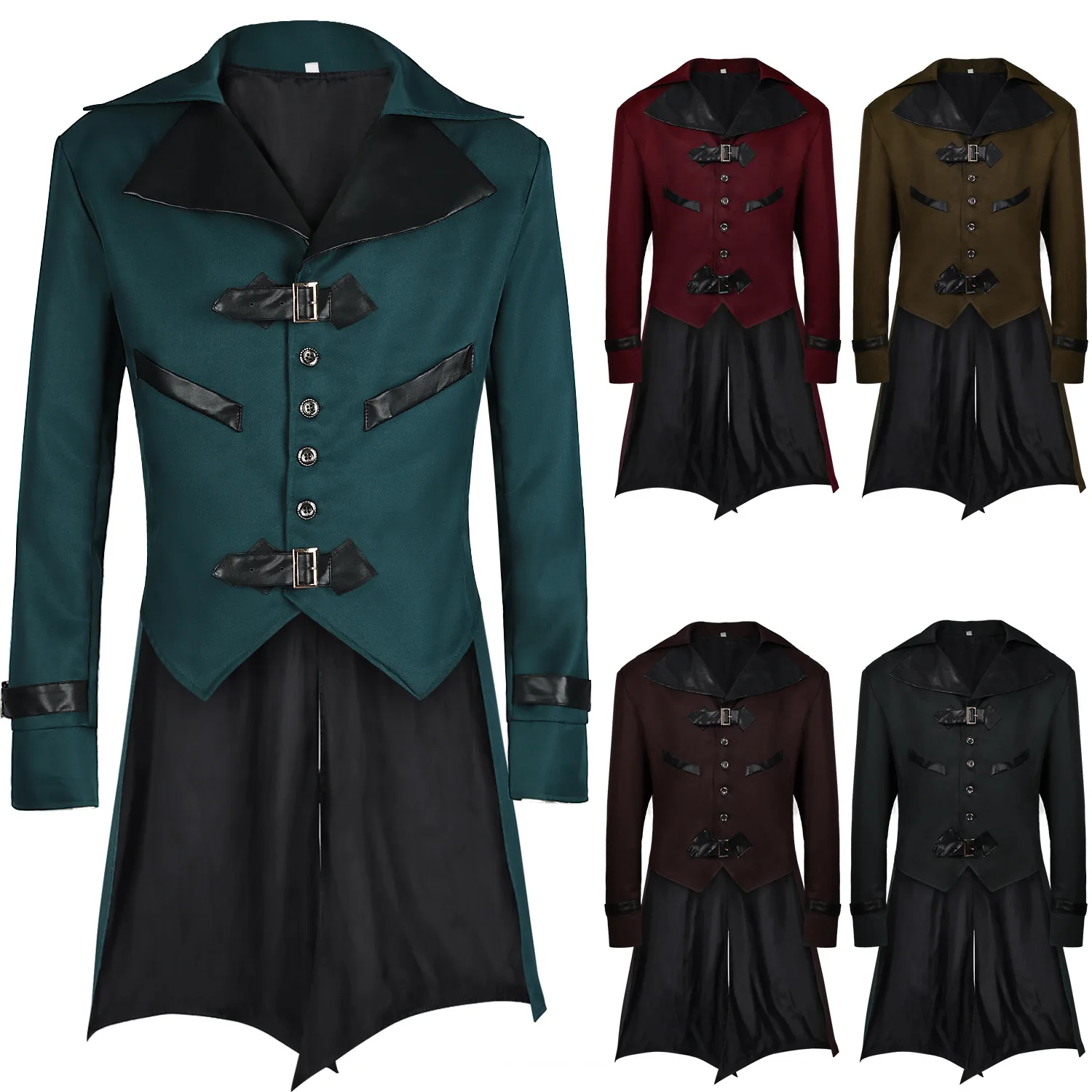 

Halloween Men Swallowtail Medieval Retro Steampunk Gothic Coat