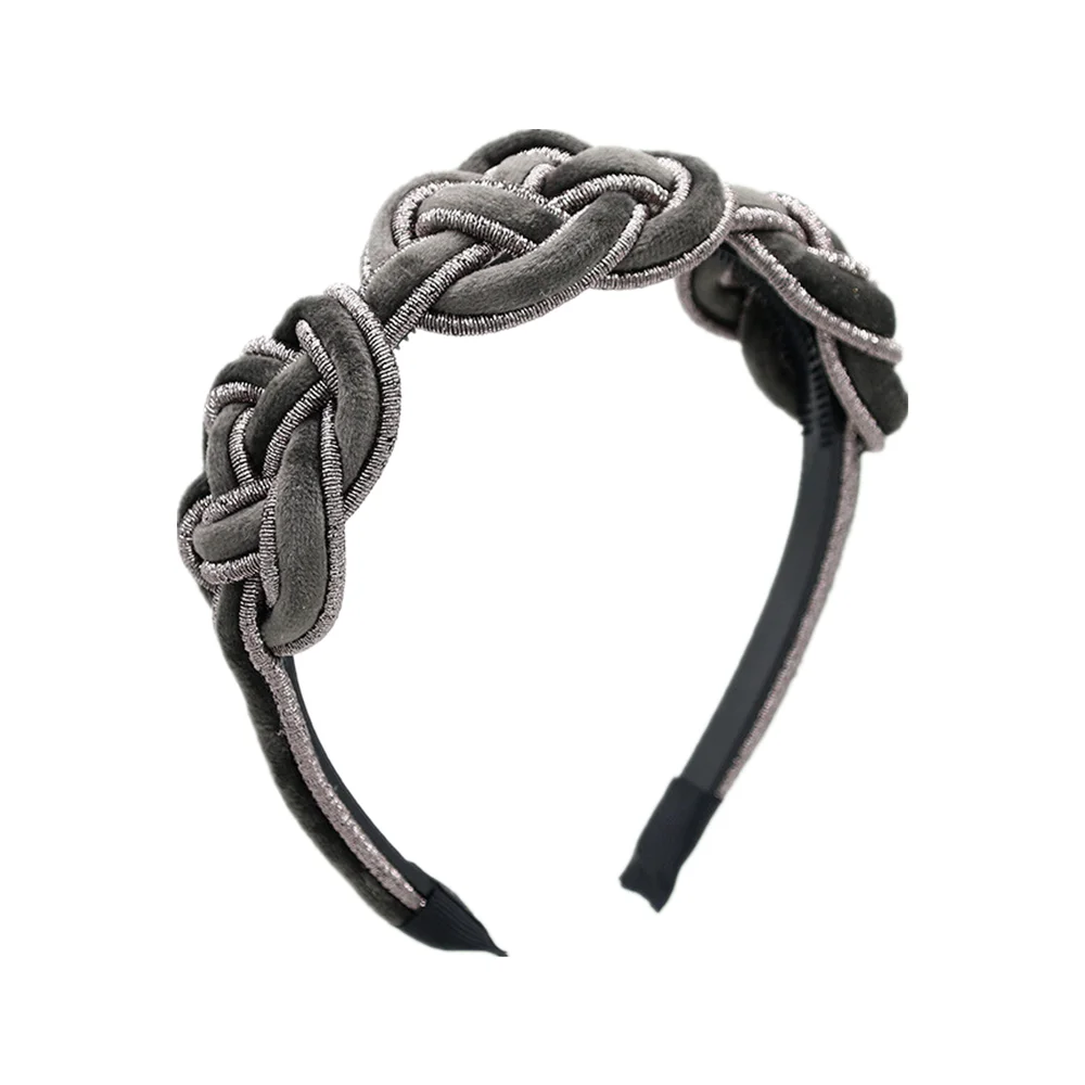 

2022 B Wide braided velvet 3cm wide plain design hairbands women hair accessories winter hairbands