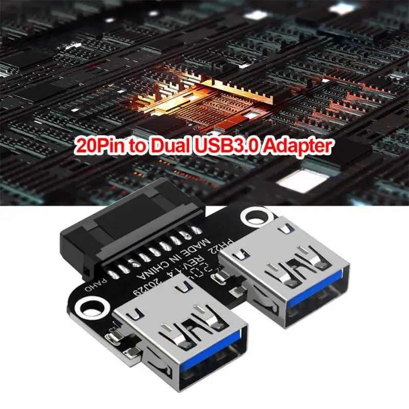 

RYRA High-speed 19 20Pin To Dual USB 3.0 USB 3.1 Adapter Converter 19P/20P To Dual USB3.0 3.1 A Female Connector Anti-Interferen