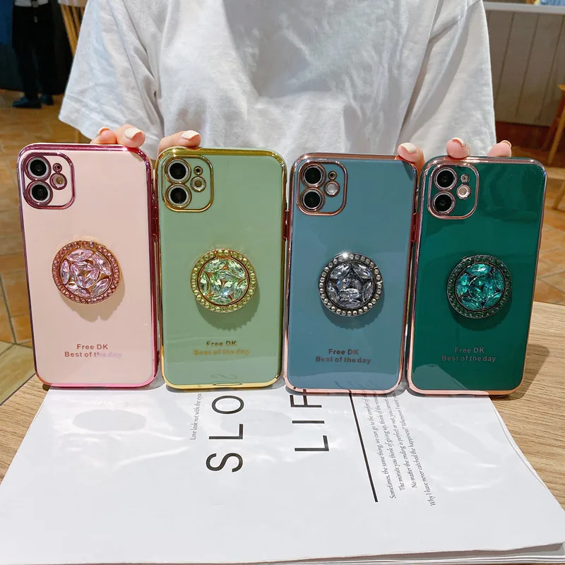 

Soft Shell Plating For Samsung Galaxy A02S A71 A72 A73 A80 A90 M11 M31 M51 Case With Rhinestone Ring For Galaxy J8-2018 A10S