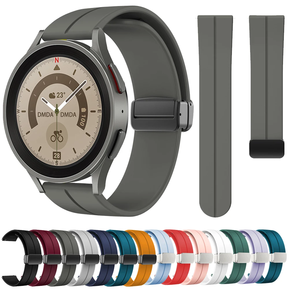 

20/22mm Band For Samsung Galaxy Watch 5 Pro 45mm 44/40mm Magnetic Buckle Silicone Bracelet Watch4 Classic 46/42mm Gear S3 Strap