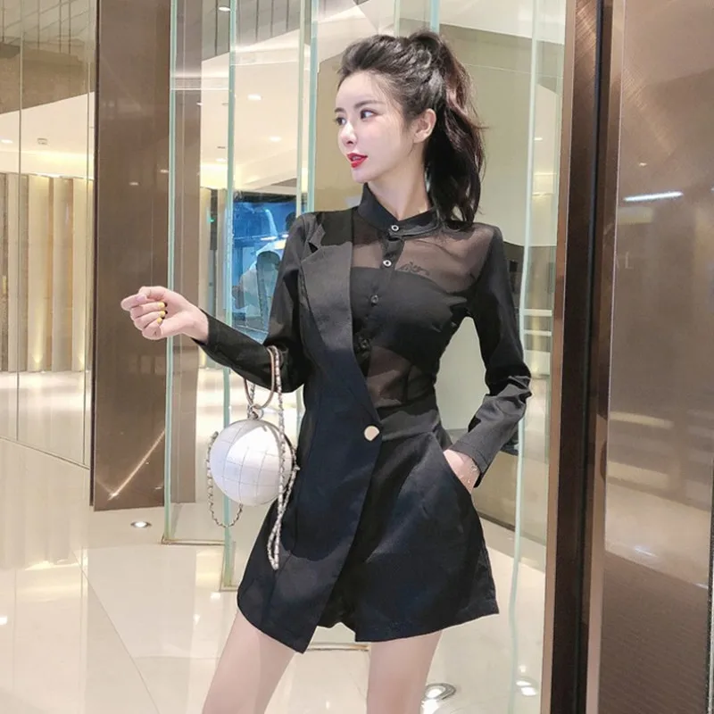 2023 Womens Fall Long Sleeve Jumpsuit Fashion Elegant High Waist Wide Leg Shorts Spring Patchwork Rompers Women Casual Overalls