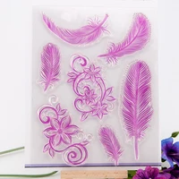 feather transparent clear silicone stamp seal for diy scrapbooking album decorative clear stamp