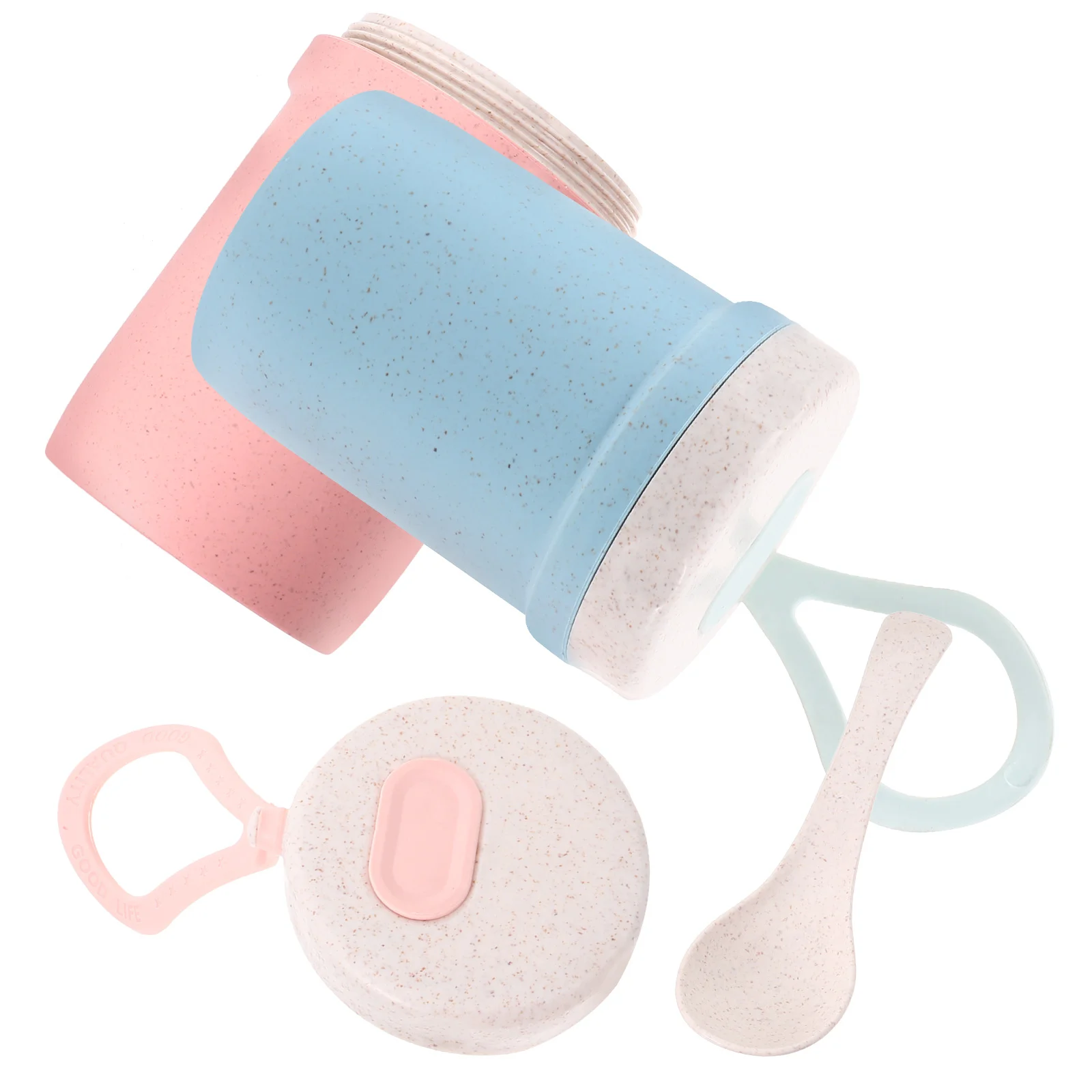 

2pcs Breakfast Cup Yogurt Cups with Lid and Spoon Oatmeal Container Home Supplies