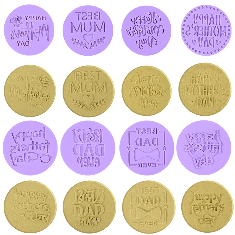 

Happy Mothers's Day Biscuit Mould Father's Day Acrylic Cookie Stamp Embossed Mold Fondant Sugar Craft Bake Cake Decorating Tools