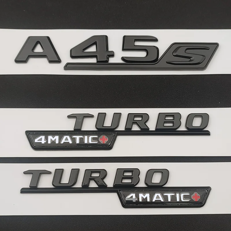 

3d ABS Black Car Rear Trunk Badge Sticker Fender Emblem Logo A45S Turbo 4matic Emblem For Mercedes AMG W176 W177 Accessories