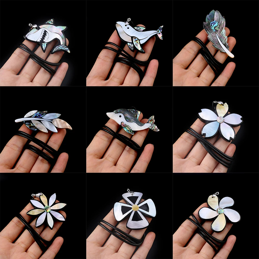 

Natural Shell Brooch Necklace Pendant Geometric Shape Exquisite Charms for Jewelry Making DIY Personality Bracelet Accessories
