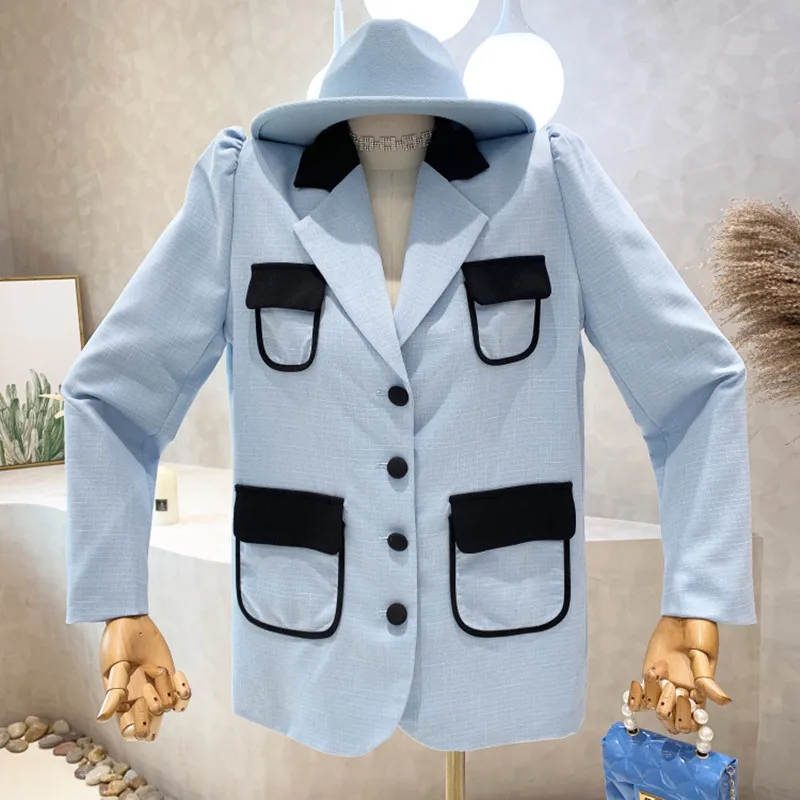 

Новинка, женская одежда нишевого дизайна весна 2022, костюм с длинным рукавом, блейзер средней и длинной длины, верхняя куртка